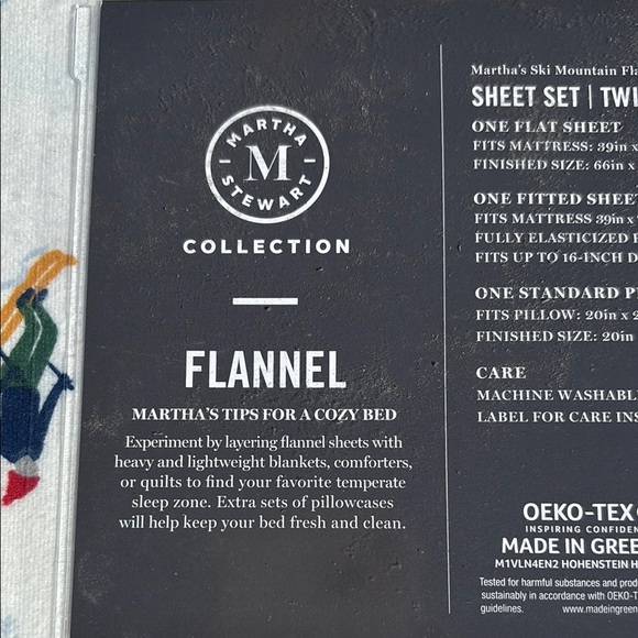NWT Martha Stewart Winter Wonderland Flannel Twin Sheet Set, Soft Cozy and Warm - Picture 3 of 12